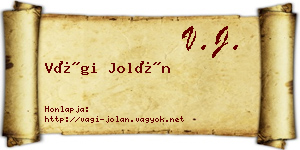 Vági Jolán névjegykártya